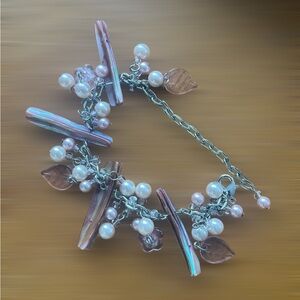 Elegant Pink and Silver Pearl Bracelet